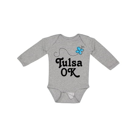 

Inktastic Tulsa Oklahoma Butterfly Gift Baby Boy or Baby Girl Long Sleeve Bodysuit