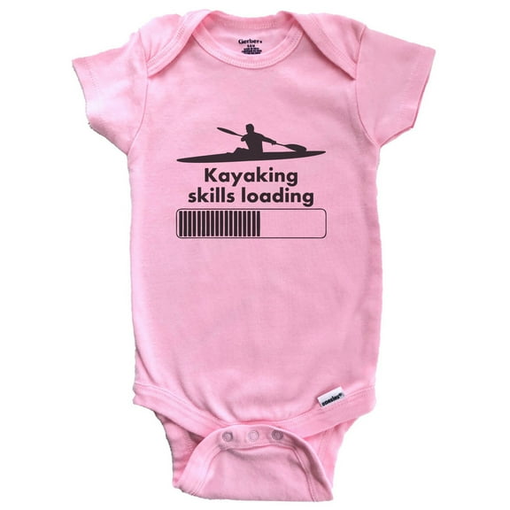 Kayaking Skills Loading Funny Kayaker Baby Bodysuit (Pink), 0-3 Months