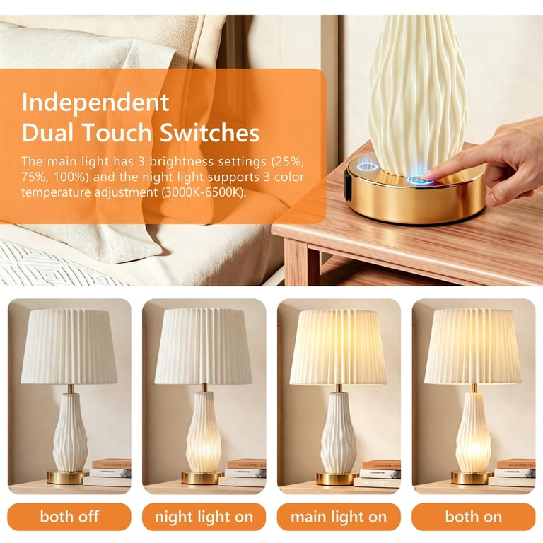 GVDV 18.5" Bedside Table Lamp Set of 2 with USB Ports photo 2
