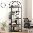 thumbnail image 4 of Bookcase 5-Tier Arched Metal Bookshelf – Tall Open Storage Rack for Bedroom, Living Room, Home and Office, 4 of 8