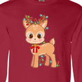 thumbnail image 4 of Inktastic Cute Christmas Reindeer with Christmas Lights Long Sleeve T-Shirt, 4 of 5