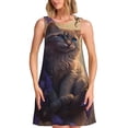 thumbnail image 1 of Disketp Purple Flower Lazy Cat para Vestido sin Mangas para Mujeres, Vestidos de Verano para Mujeres, Casual y Holgado para la Playa, 1 of 7