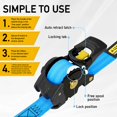 thumbnail image 5 of AUGO Retractable Ratchet Straps | 2 Heavy Duty Ratchet Straps Self Retractable Tie Down Straps with Soft Loops & Storage Bag for Motorcycle, Truck, Trailer, Cargo Van |1200 Lb Break Strength 1” x 10’, 5 of 7