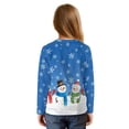 thumbnail image 2 of Xixirimido Snowmen Snowflake Blue Print Girls Casual Tunic Tops Tie-hem Long Sleeve Loose Soft Blouse T-Shirt Cute Graphic Girls Shirts, Size 11-12, 2 of 7