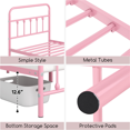thumbnail image 6 of Topeakmart Classic Metal Bed Frame with High Headboard and Footboard, Twin XL Size, Pink, 6 of 7