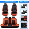 thumbnail image 5 of Car Seat Covers for Hyundai Sonata, Breathable Auto Cushion Protector with Pillows, 5 Seats Front Rear Full Set for Accent | Azera | Elantra | Equus Black Red, 5 of 14