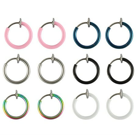 bodyj4you piercing hoop fake earrings value non pack clip jewelry body