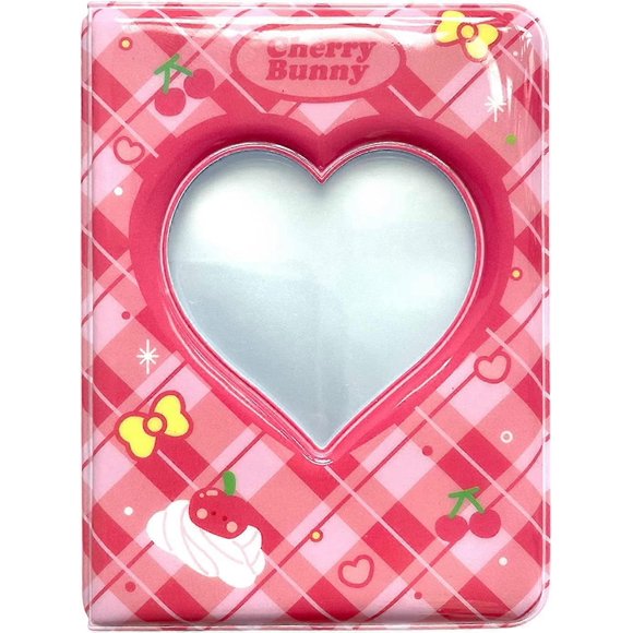3 Inch Mini Photo Album Photocard Holder Book Photocard Binder Love Heart Hollow Album 40 Pockets (Red)