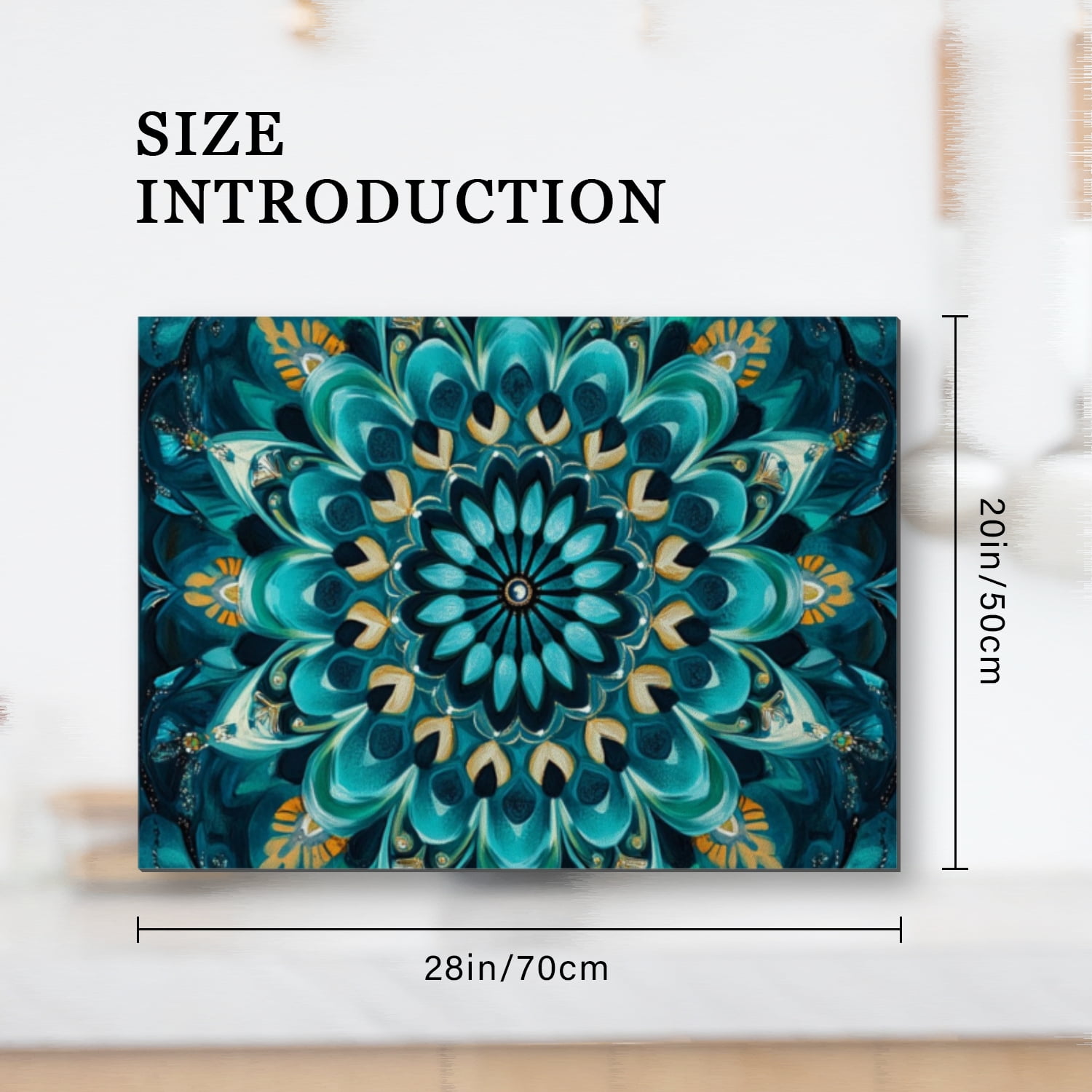 Kitchen Flat Stove Top Covers for Electric Stove, Blue Green Mandala Flowers Pattern Non-slip Glass Cooktop Protector, Heat Resistant Pad for Kitchen RV (28×20 Inch)