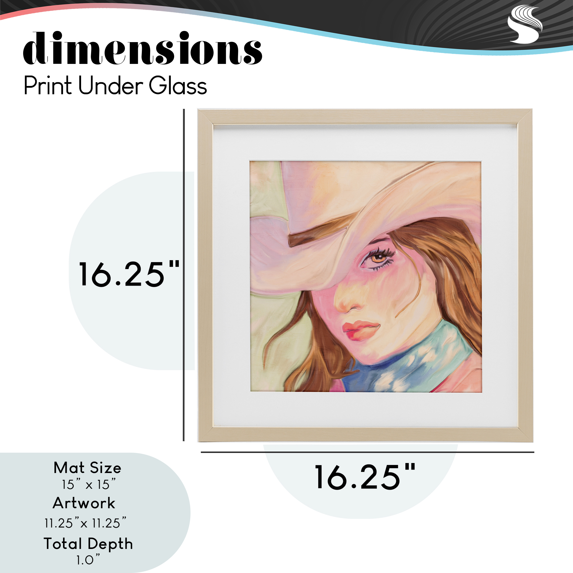 Pastel Cowgirl Brunette Birch Framed Print Under Glass, design by Kim Allen