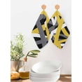 thumbnail image 2 of Yellow Black Geometric Kitchen Dish Towels for Drying Dishes Set of 3, Modern Art Abstract Grey Line Waffle Weave Microfiber Hand Tea Bathroom Towels Quick Dry & Absorbent Towel 12x12, 2 of 7