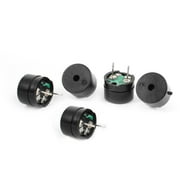 Unique Bargains 5 Pcs 12x8mm DC 5V 15mA 2P Terminals Industrial Electromagnetic Buzzer Black
