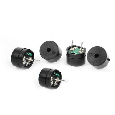 Unique Bargains 5 Pcs 12x8mm DC 5V 15mA 2P Terminals Industrial Electromagnetic Buzzer Black
