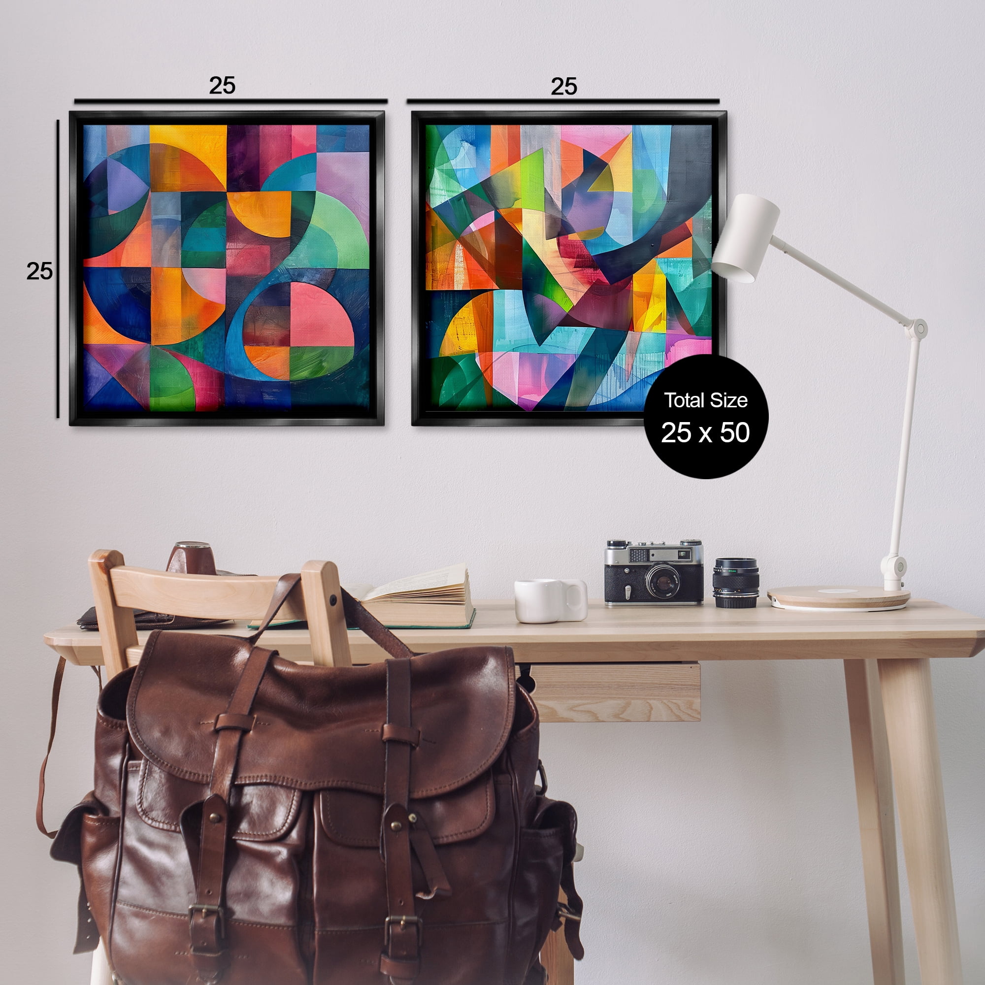 Stupell Industries Eye Catching Abstract Shapes Abstract Painting Black Floater Framed Canvas Art Print Wall Art, 25 x 25, Set of 2