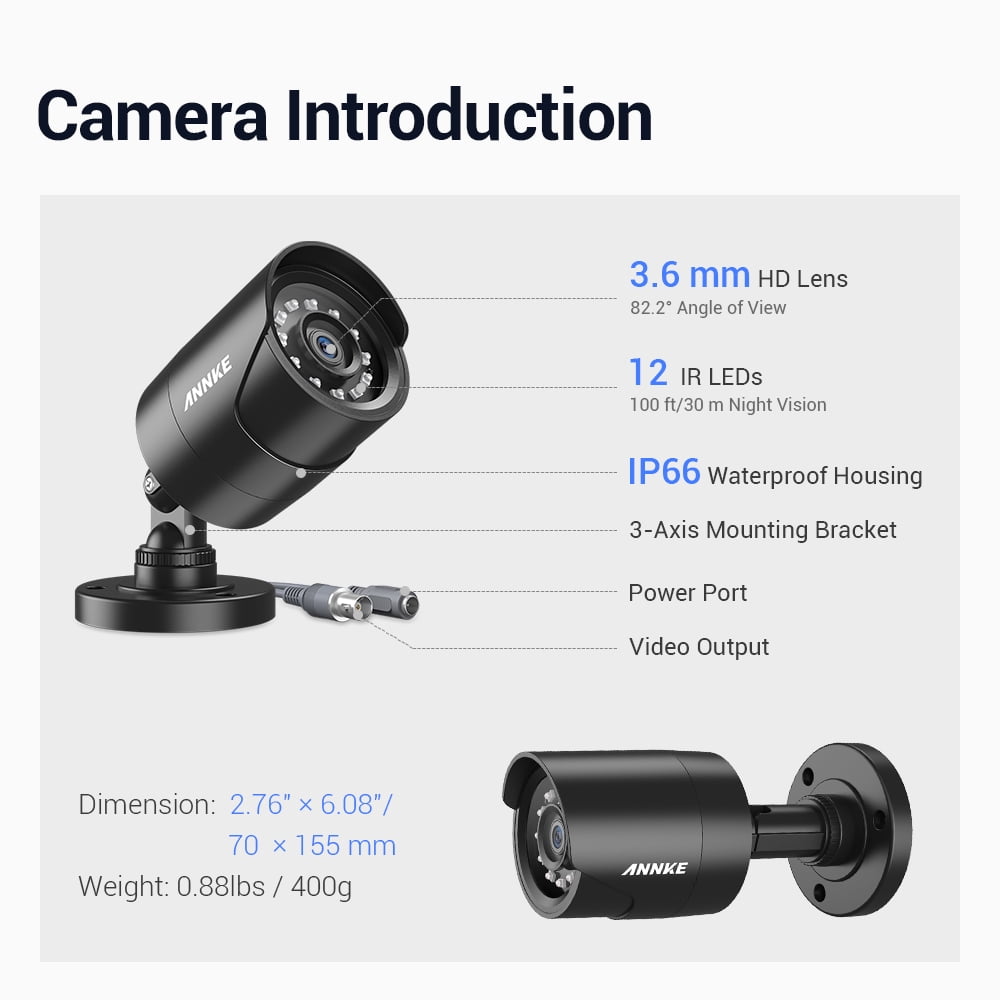 ANNKE Security Camera System CCTV,8 Channel 5-in-1 DVR with 8pcs Wired 1080p HD Indoor Outdoor Cameras with IR Night Vision