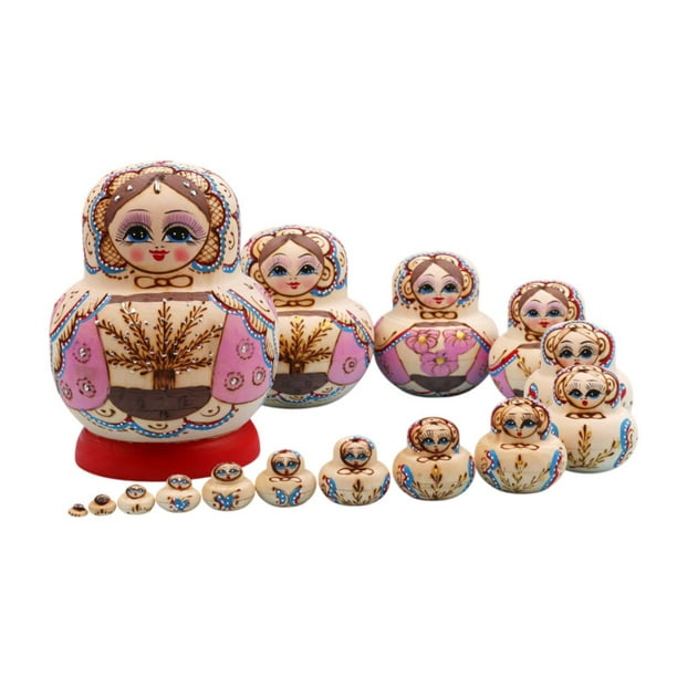 Muñeca rusa,Muñecas matrioska de madera de 15 niveles,Conjunto de muñecas rusas apilables para niños,Muñecas rusas Matrioskas apilables de madera,Muñecas rusas tradicionales de anidación
