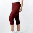 thumbnail image 4 of Women's Plus Size Capris - Ribbed Cropped Pants for Women Casual Solid Color Elastic Waist Stretch 3/4 Length Yoga Pants, Y-2-Wine, XXL, 4 of 8