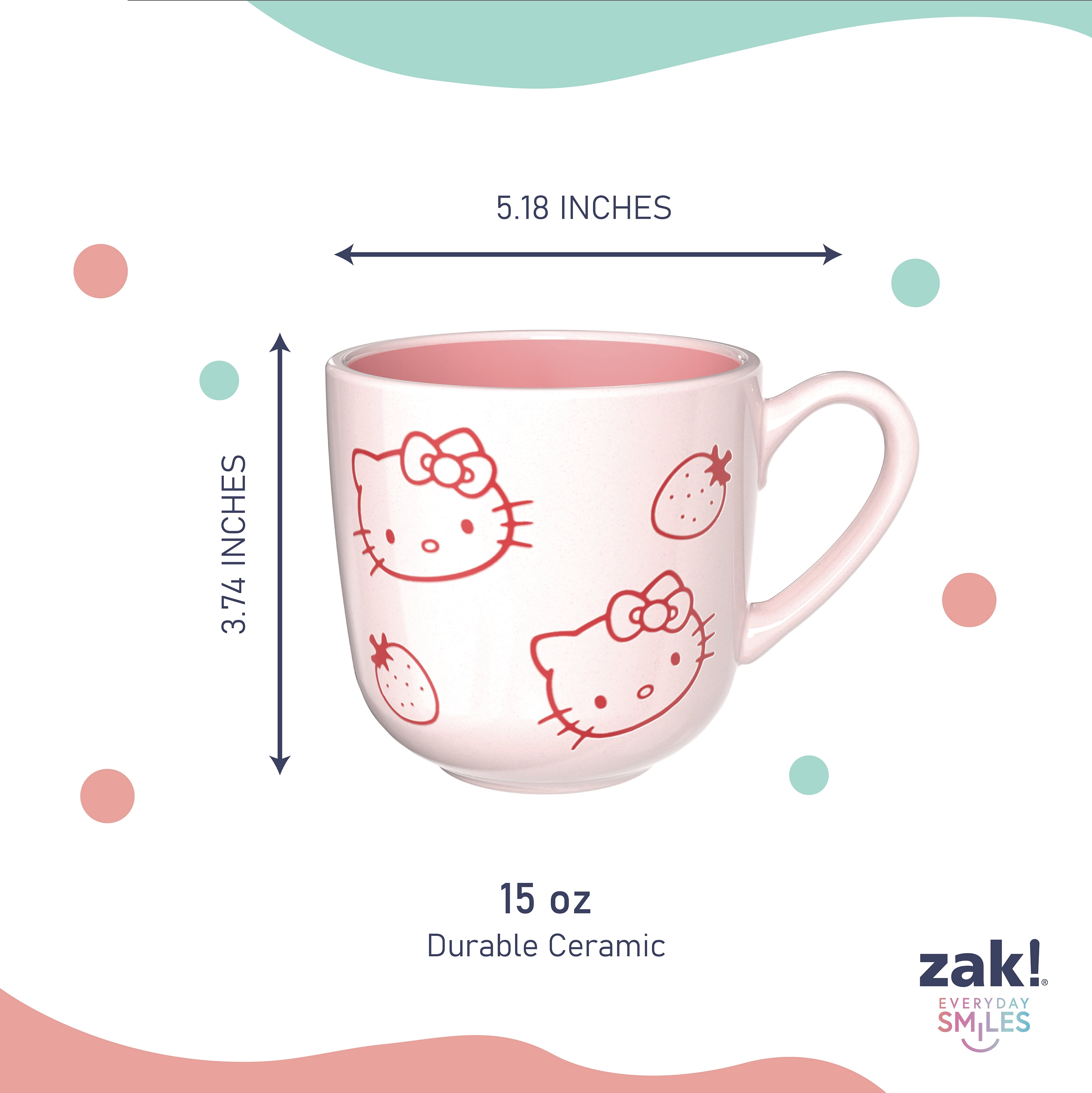 Zak Designs 15oz Ceramic Charming Mug - Hello Kitty