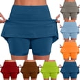 thumbnail image 2 of gakvbuo High Waisted Active Skort for Women Tennis Skirt Solid Color Workout Skirt with Built-in Shorts for Running Workout Sports Shorts Bottoming Skirt, 2 of 6