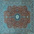 thumbnail image 1 of Ahgly Company Indoor Square Medallion Light Blue Traditional Area Rugs, 8' Square, 1 of 4
