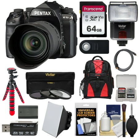 Pentax K-1 Mark II Full Frame Wi-Fi Digital SLR Camera + FA 28-105mm Lens with 64GB Card + Battery + Flash + Backpack + Tripod +