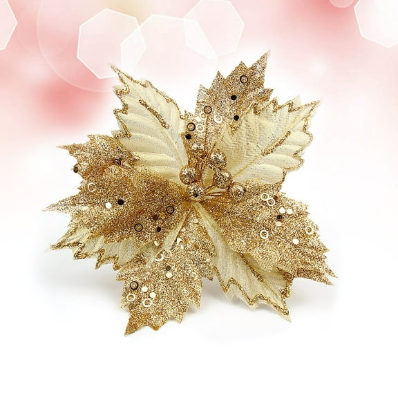 HONITANO 1Set Decorative Artificial Flowers Christmas Wreath Golden Round for Office Building Decoration