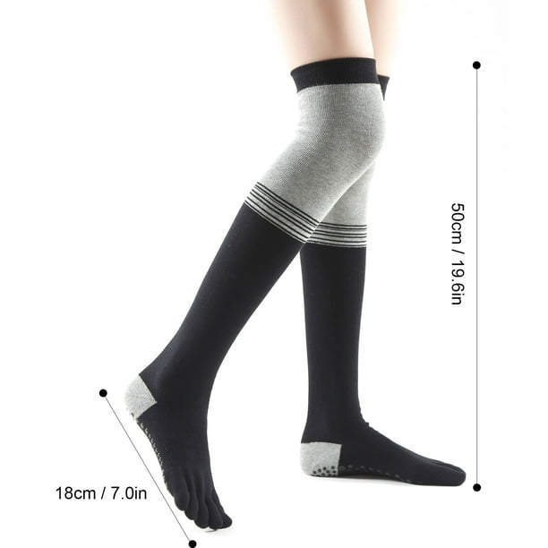 Amdohai Women Thigh High Toe Socks Five Finger Striped -slip Leg Warmer  Dance Yoga Long Boot Stockings 