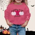 thumbnail image 2 of CUZIBR Kids Girls Halloween Crewneck Sweatshirt Pumpkin Letter Graphic Pullover Long Sleeve Soft Casual Daily Wear,Pink,6-7 Years, 2 of 4