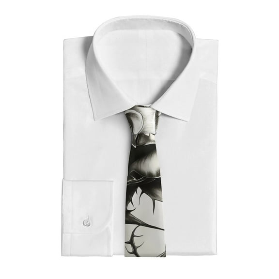 Uemuo Black And White Rose Pattern Men's Necktie Classic Silk Tie Woven Jacquard Neck Ties Business Necktie Gift for Men