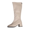thumbnail image 2 of Women's Knee High Boots Zippered Casual Winter Boots Low Block Heel Solid Color Faux Leather Comfortable Walking Shoes for Daily Outdoor Indoor Use Beige E, 2 of 9