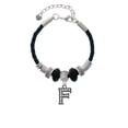 thumbnail image 2 of Delight Jewelry Black Nickeltone Crystal Initial - F - Beaded Border - Godmother Celtic Knot Leather Bead Bracelet, 7"+2" Extender, 2 of 4