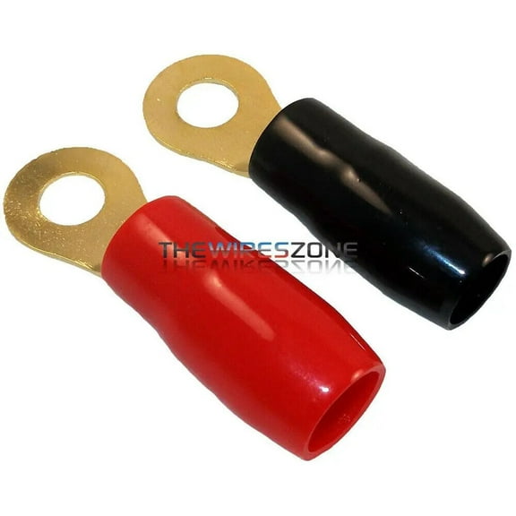 High Quality Gold Plated 1/0 Gauge 5/16" Ring Terminal (10/pack)