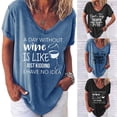 thumbnail image 4 of Askfv T Shirt for Womens Casual Short Sleeve V-Neck Graphic English Printing T-Shirt Tops Tees, 4 of 4