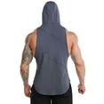 thumbnail image 5 of Fgnfyis Men's Athletic Hooded Tank Top for Gym and Sports Training Loose Fit Sleeveless Vest Ideal for Basketball and Outdoor Activities Tank Tops Men Dark Gray L, 5 of 6