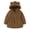 Brown, variant on Lanbubble Girls Winter Coat - Plush Cable Jacquard Hooded Jacket with Bear Ears for 3-6Y