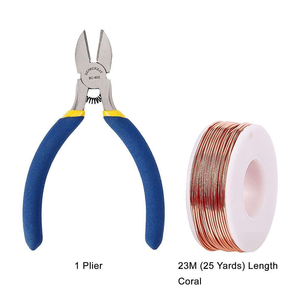 DIY Jewelry Kits with Aluminum Wire and Iron Side Cutting Pliers Coral 1mm about 23m/roll 6rolls/set