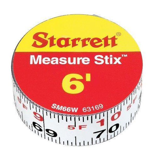 Starrett Measure Stix SM66W Steel White Measure Tape with Adhesive