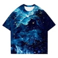 thumbnail image 4 of Wang6 Womens Short Sleeve Graphic Tshirts Shirts Trendy Plus Size Tie Dye Printed Long Tops Causal Crew Neck Loose Fit Tees Blue1 XXL, 4 of 4