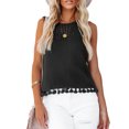 thumbnail image 1 of Blusa sin mangas con dobladillo con flecos y escote hueco para mujer, top tipo chaleco de crochet para verano, 1 of 6