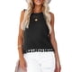 thumbnail image 1 of Blusa sin mangas con flecos y escote hueco para mujer, top tipo chaleco de crochet para verano, 1 of 6
