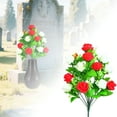 thumbnail image 2 of Artificial Cemetery Flowers for Graves - Realistic Silk Rose & Lily Bouquet, Memorial Floral Arrangement for Headstones, Outdoor Grave Decor, Funeral Vase Flowers - All Weather Sympathy Decor, 2 of 7