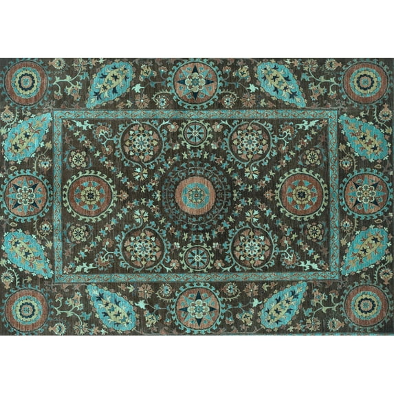 Ahgly Company Indoor Rectangle Oriental Light Blue Traditional Area Rugs, 5' x 8'