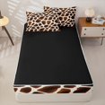 thumbnail image 4 of Castle Fairy Teens Animal Giraffe Print Zipper Queen Comforter Set with Fitted Sheet and 2 Pillowcases,Gradient Wildlife Spot Zipper Bedding Set,Dark Coffee Cream,Black Reversible,4 Pieces, 4 of 6