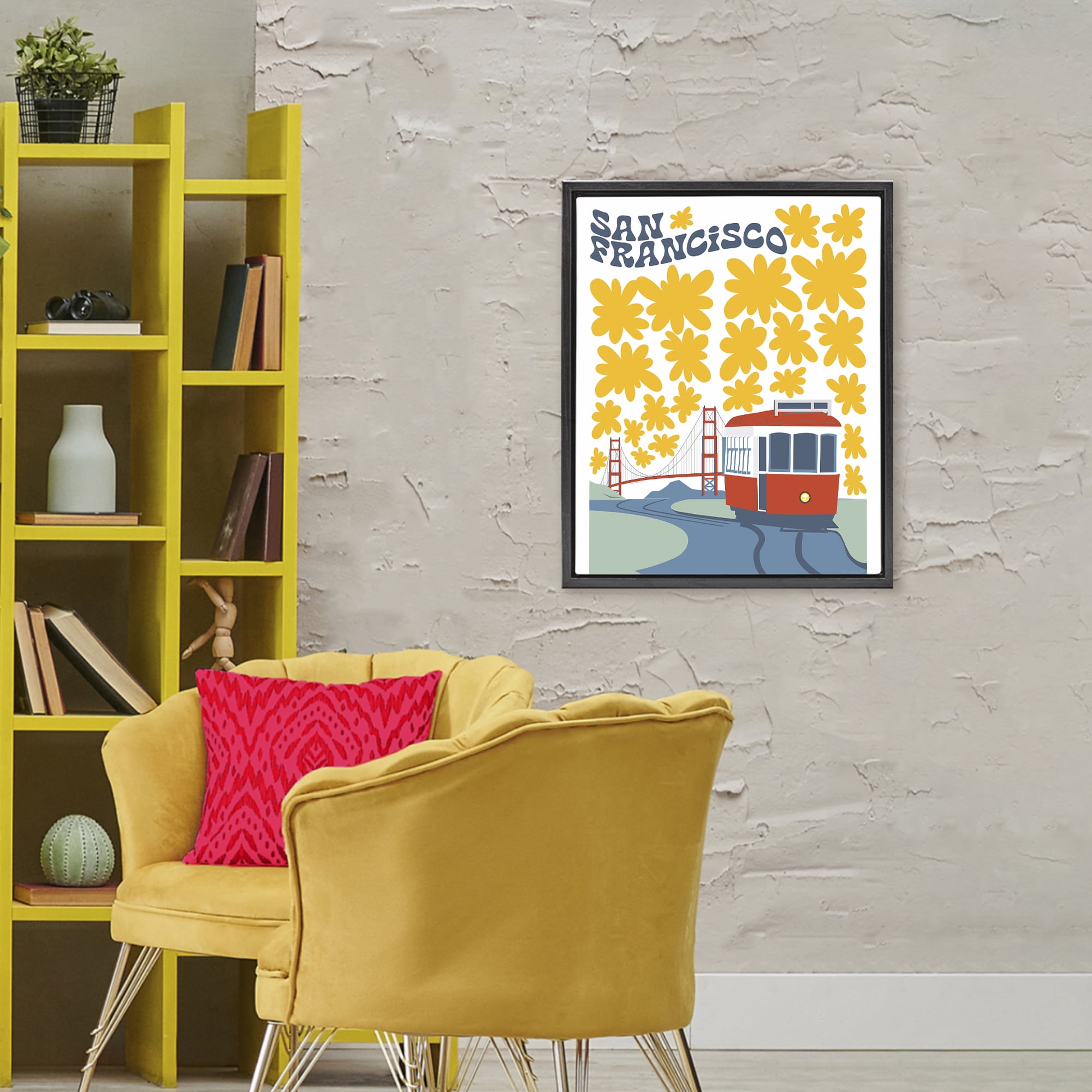 Stupell Industries San Francisco Trolley Black Framed Floater Canvas Wall Art, design by Omar Escalante