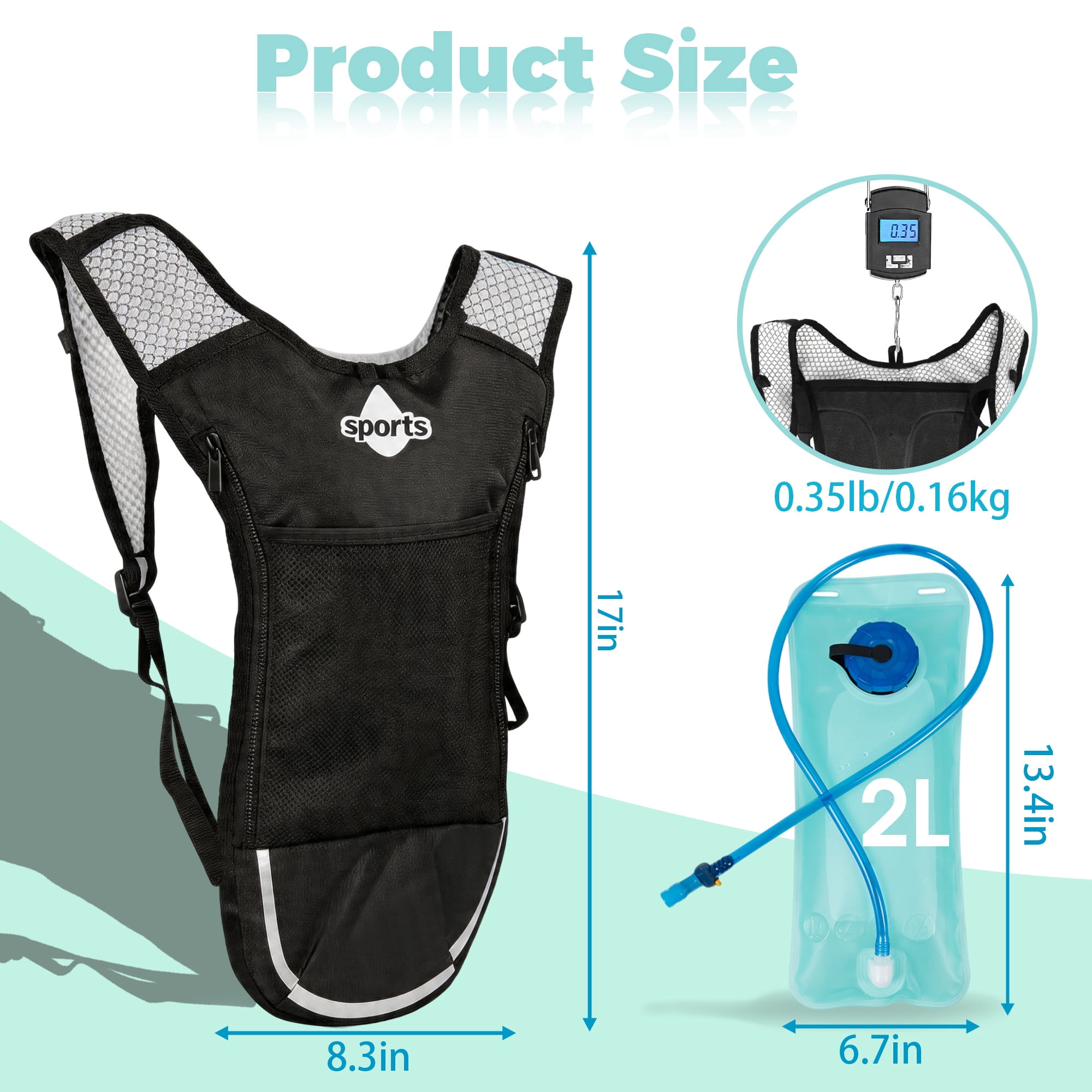 Hydration Backpack with 2L Water Bladder, Lightweight Water Reservoir Vest for Running, Hiking, Cycling, Camping