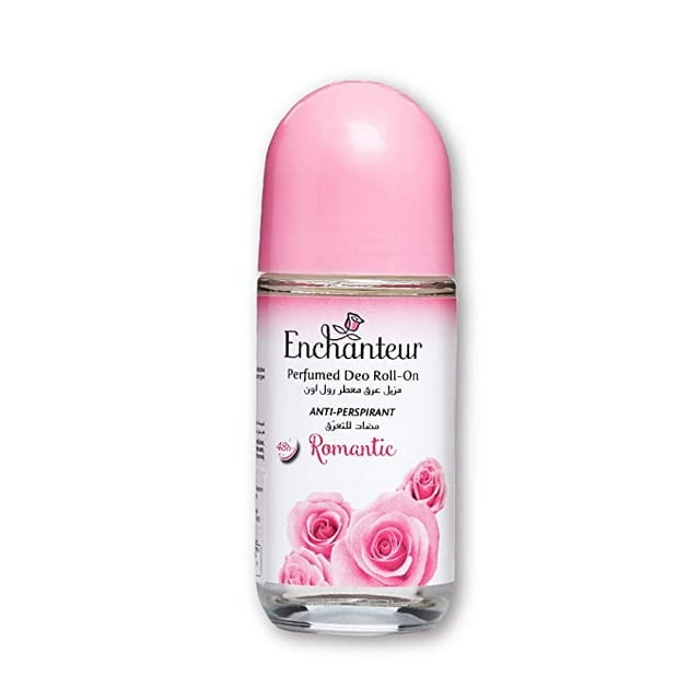 Enchanteur Romantic Roll-On Deodorant for Women, 50ml with Roses & Jasmine Extracts