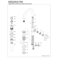 thumbnail image 6 of Kingston Brass KSD2236RX Belknap One-Handle Single-Hole Bathroom Faucet with Deck Plate and Push Pop-Up Drain, Matte Black/Polished Nickel, 6 of 7