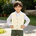 thumbnail image 4 of fatyb Toddler Baby Sweater Vest Sleeveless Button down V Neck School Uniform Cardigan for Boys Girls, 4 of 7