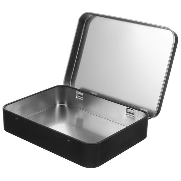 SOPOTUTU Black Metal Storage Box Rectangular Tinplate Organizer for Home Office and Garage Use