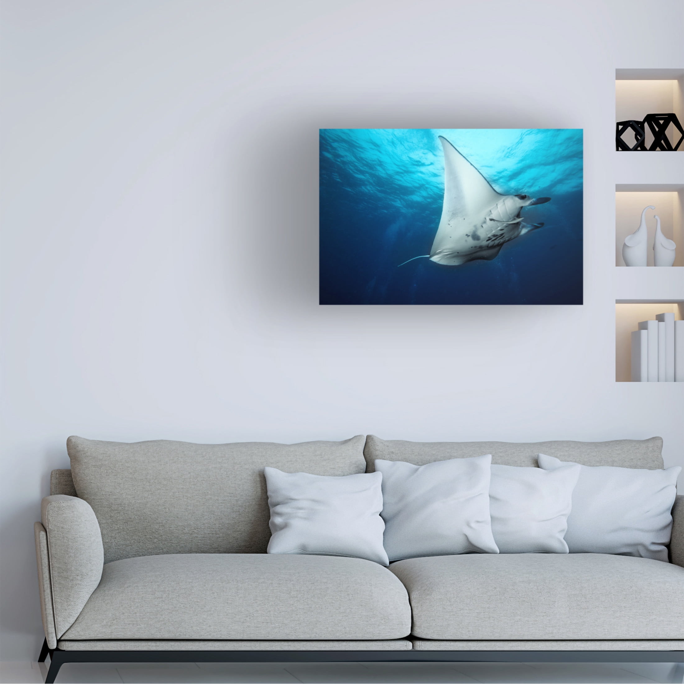 Canvas Wall Art - Roberto Marchegiani 'Manta Fly' Wall Art for Living Room, Bedroom, or Office D?cor by Trademark Fine Art - 19 x 12 Inches
